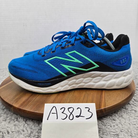 New Balance Mens 9EE Wide 2E Fresh Foam 680v8 Blue Oasis Lime Leaf Running Shoe - Picture 1 of 12